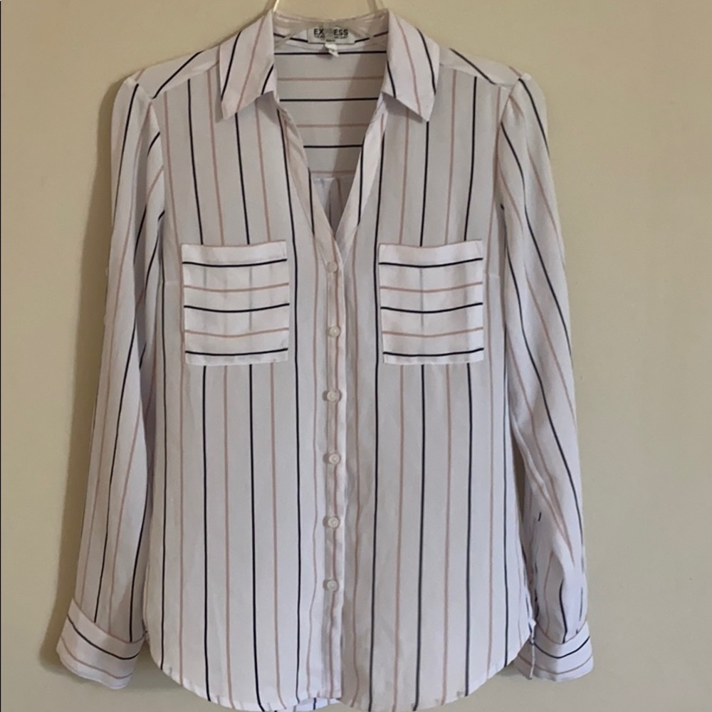 Express Striped Portofino Shirt Slim Fit Size S